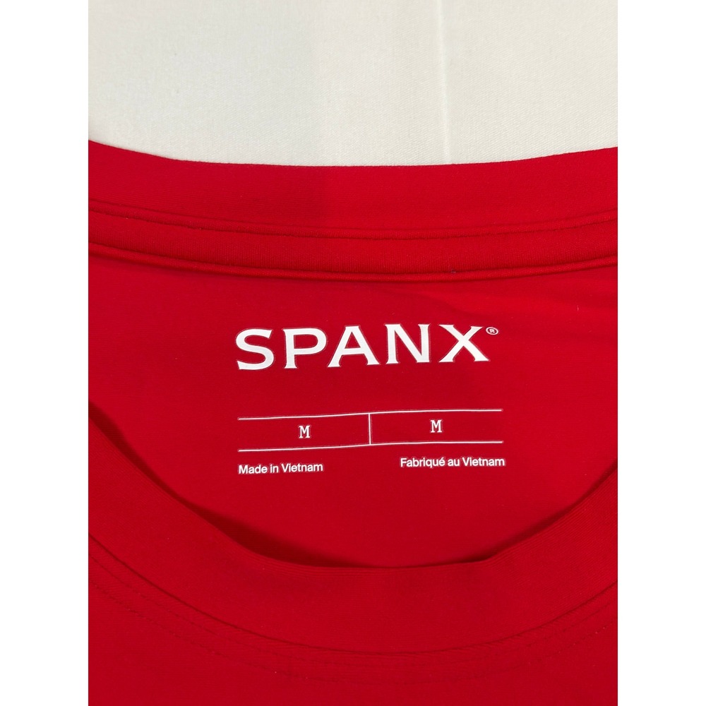 Spanx SPANXsmooth OnForm Long Sleeve Top Red Crew Neck Thumbholes Medium NEW - Picture 5 of 14